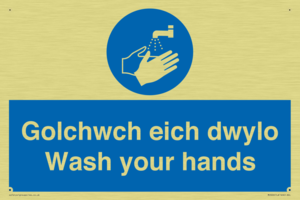 golchwch eich dwylo / wash your hands - safety sign